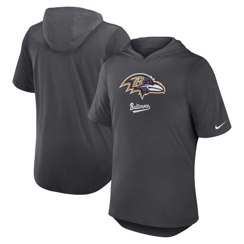 Nike Baltimore Ravens Tri-Blend Performance Hoodie T-Shirt Anthracite