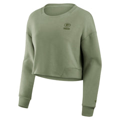 Fanatics Green Bay Packers Women's Studio Tri-Blend Cropped Pullover Sweatshirt Olive