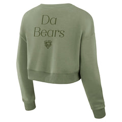 Fanatics Chicago Bears Women's Studio Tri-Blend Cropped Pullover Sweatshirt Olive