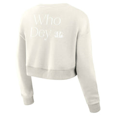 Fanatics Cincinnati Bengals Women's Studio Tri-Blend Cropped Pullover Sweatshirt Cream