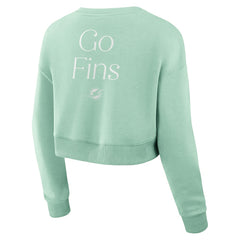Fanatics Miami Dolphins Women's Studio Tri-Blend Cropped Pullover Sweatshirt Mint