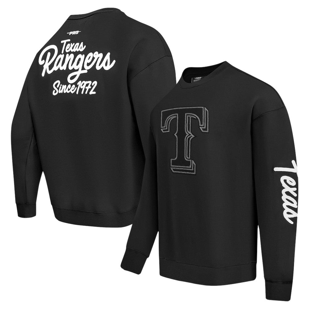 Texas Rangers Pro Standard Paint The City Dropped Shoulder Pullover Sweatshirt - Black - MLB Online