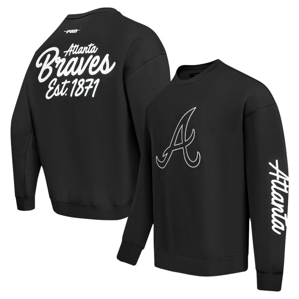 Atlanta Braves Pro Standard Paint The City Dropped Shoulder Pullover Sweatshirt - Black - MLB Online