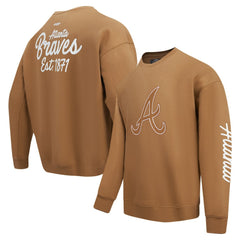 Atlanta Braves Pro Standard Paint The City Dropped Shoulder Pullover Sweatshirt - Brown - MLB on Sale