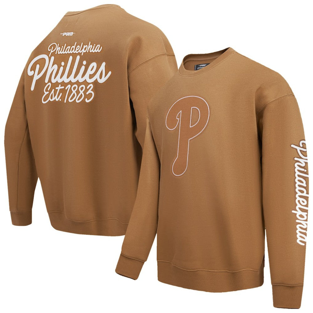 Philadelphia Phillies Pro Standard Paint The City Dropped Shoulder Pullover Sweatshirt - Brown - MLB Online