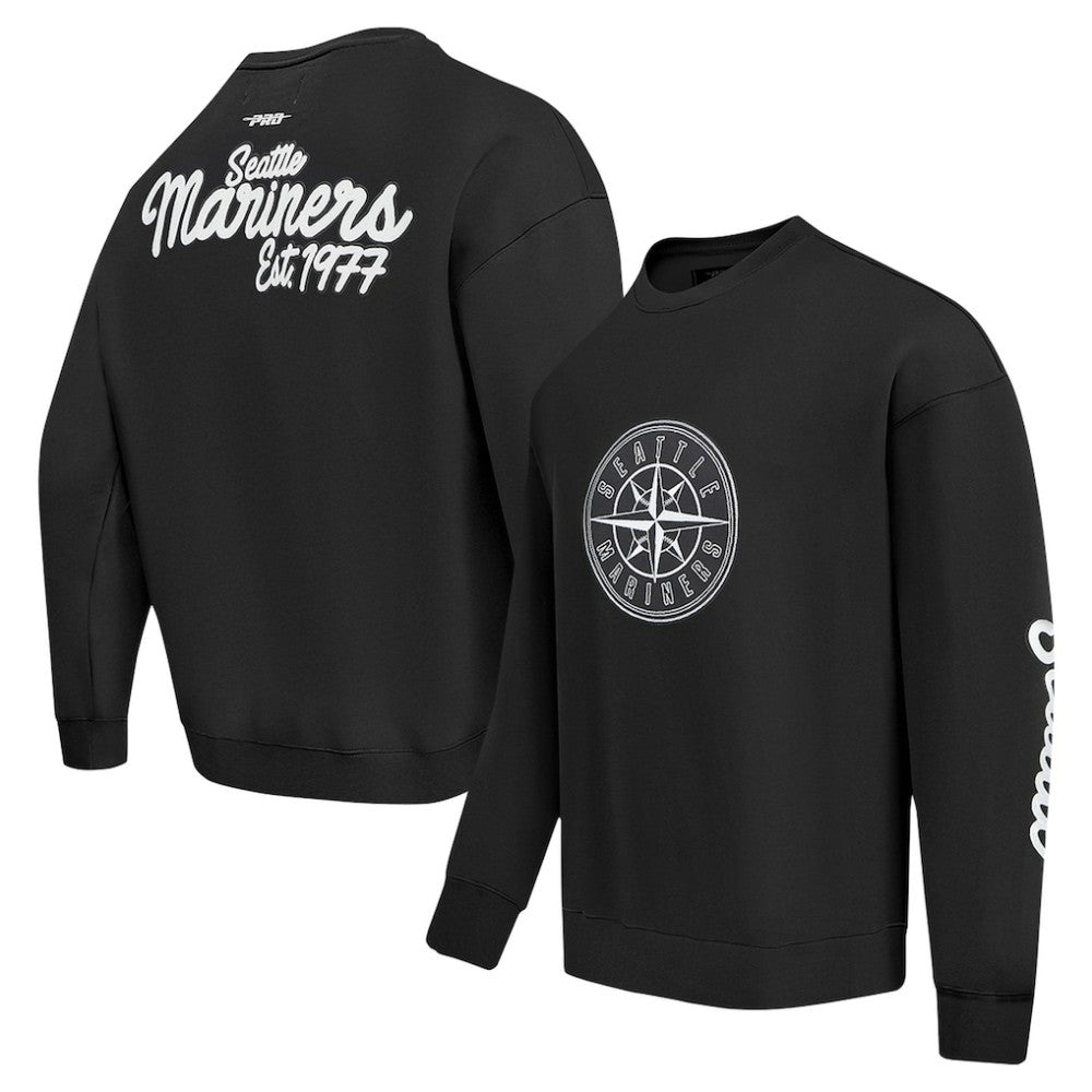 Seattle Mariners Pro Standard Paint The City Dropped Shoulder Pullover Sweatshirt - Black - MLB on Sale