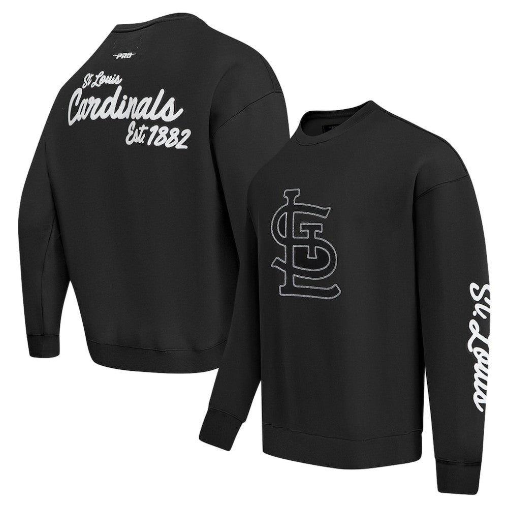 St. Louis Cardinals Pro Standard Paint The City Dropped Shoulder Pullover Sweatshirt - Black - MLB Discount