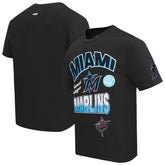 Miami Marlins Pro Standard Turn It Up Dropped Shoulder T-Shirt - Black - MLB Sale