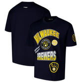 Milwaukee Brewers Pro Standard Turn It Up Dropped Shoulder T-Shirt - Navy - MLB Lifestyle