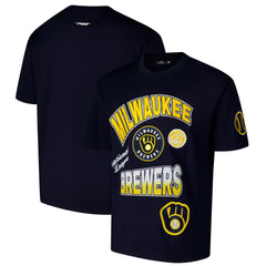 Milwaukee Brewers Pro Standard Turn It Up Dropped Shoulder T-Shirt - Navy - MLB Lifestyle