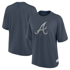 Atlanta Braves Fanatics Women's Oversized Elements Raw Edge Future Ground T-Shirt - Blue - Fanatics Lifestyle