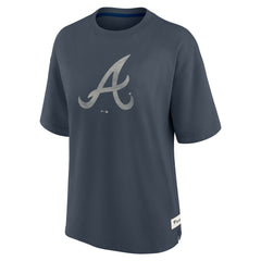 Atlanta Braves Fanatics Women's Oversized Elements Raw Edge Future Ground T-Shirt - Blue - Fanatics Lifestyle