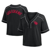 Cleveland Guardians Fanatics Women's Oversized Champ Game Cropped V-Neck T-Shirt - Black - Fanatics Discount