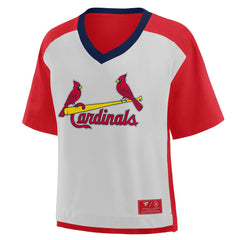 St. Louis Cardinals Fanatics Oversized Race To Win V-Neck T-Shirt - Red/Graphite - Fanatics Online