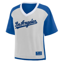 Los Angeles Dodgers Fanatics Oversized Race To Win V-Neck T-Shirt - Royal/Graphite - Fanatics Online