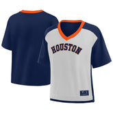 Houston Astros Fanatics Oversized Race To Win V-Neck T-Shirt - Navy/Graphite - Fanatics Lifestyle