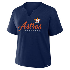 Houston Astros Fanatics Women's Fan Fave Stadium Slub Boxy T-Shirt - Navy - Fanatics Discount