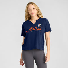 Houston Astros Fanatics Women's Fan Fave Stadium Slub Boxy T-Shirt - Navy - Fanatics Discount