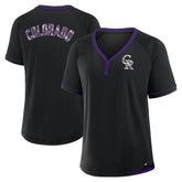 Colorado Rockies Fanatics Women's League Diva Star Raglan V-Neck T-Shirt - Black - Fanatics Lifestyle