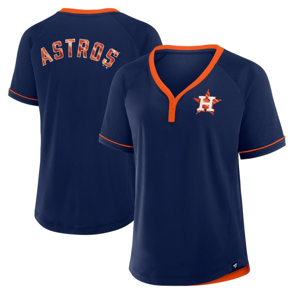 Houston Astros Fanatics Women's League Diva Star Raglan V-Neck T-Shirt - Navy - Fanatics on Sale