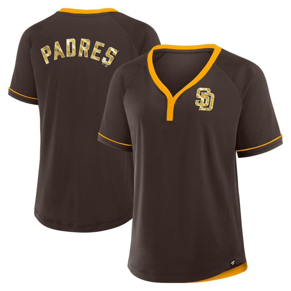 San Diego Padres Fanatics Women's League Diva Star Raglan V-Neck T-Shirt - Brown - Fanatics on Sale