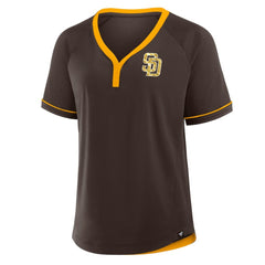San Diego Padres Fanatics Women's League Diva Star Raglan V-Neck T-Shirt - Brown - Fanatics on Sale