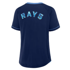 Tampa Bay Rays Fanatics Women's League Diva Star Raglan V-Neck T-Shirt - Navy - Fanatics Online