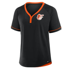 Baltimore Orioles Fanatics Women's League Diva Star Raglan V-Neck T-Shirt - Black - Fanatics Lifestyle