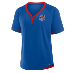 Chicago Cubs Fanatics Women's League Diva Star Raglan V-Neck T-Shirt - Royal - Fanatics Lifestyle