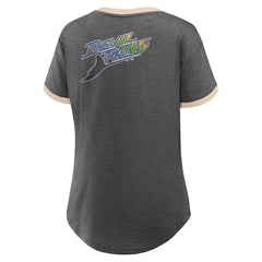 Tampa Bay Rays Fanatics Women's Binge Worthy Stadium Slub V-Neck T-Shirt - Black - Fanatics Discount