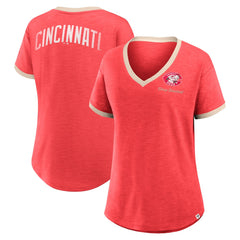 Cincinnati Reds Fanatics Women's Binge Worthy Stadium Slub V-Neck T-Shirt - Red - Fanatics Sale
