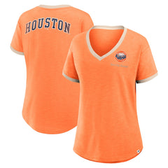 Houston Astros Fanatics Women's Binge Worthy Stadium Slub V-Neck T-Shirt - Orange - Fanatics Online
