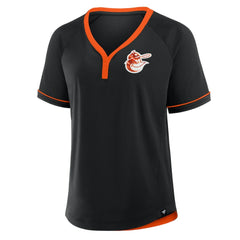 Baltimore Orioles Fanatics Women's Cooperstown Collection League Diva Raglan V-Neck T-Shirt - Black - Fanatics on Sale