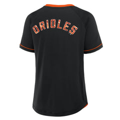Baltimore Orioles Fanatics Women's Cooperstown Collection League Diva Raglan V-Neck T-Shirt - Black - Fanatics on Sale