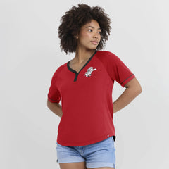 Cincinnati Reds Fanatics Women's Cooperstown Collection League Diva Raglan V-Neck T-Shirt - Red - Fanatics on Sale