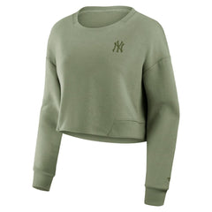 New York Yankees Fanatics Women's Studio Cropped Pullover Sweatshirt - Olive - Fanatics Sale