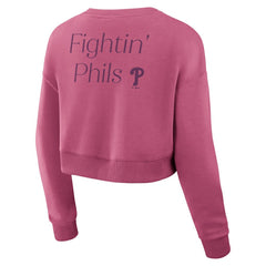 Philadelphia Phillies Fanatics Women's Studio Cropped Pullover Sweatshirt - Pink - Fanatics Discount
