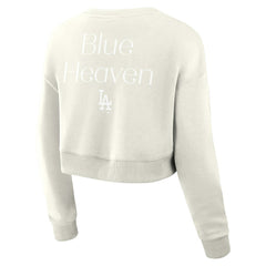 Los Angeles Dodgers Fanatics Women's Studio Cropped Pullover Sweatshirt - Cream - Fanatics Discount