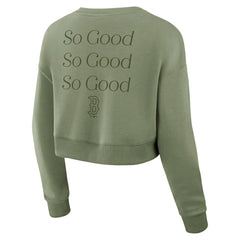 Boston Red Sox Fanatics Women's Studio Cropped Pullover Sweatshirt - Olive - Fanatics Online