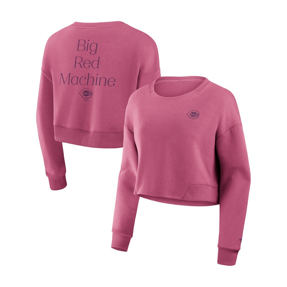 Cincinnati Reds Fanatics Women's Studio Cropped Pullover Sweatshirt - Pink - Fanatics Sale