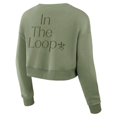 Houston Astros Fanatics Women's Studio Cropped Pullover Sweatshirt - Olive - Fanatics on Sale