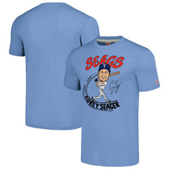 Corey Seager Texas Rangers Homage Caricature Player Tri-Blend T-Shirt - Light Blue - MLB Sale