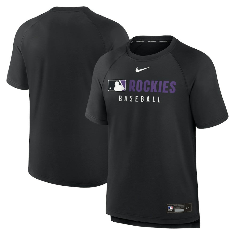 Colorado Rockies Nike Authentic Collection Pregame Raglan Dri-FIT T-Shirt - Black - Nike on Sale