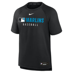 Miami Marlins Nike Authentic Collection Pregame Raglan Dri-FIT T-Shirt - Black - Nike Discount