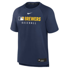 Milwaukee Brewers Nike Authentic Collection Pregame Raglan Dri-FIT T-Shirt - Navy - Nike Discount