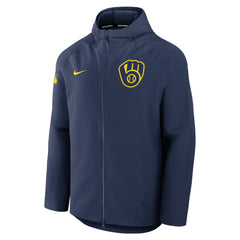 Milwaukee Brewers Nike Authentic Collection Raglan Performance Full-Zip Jacket - Navy - Nike Lifestyle