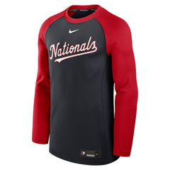 Washington Nationals Nike Authentic Collection Game Time Raglan Dri-FIT Long Sleeve T-Shirt - Navy/Red - Nike Lifestyle