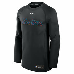 Miami Marlins Nike Authentic Collection Game Time Raglan Dri-FIT Long Sleeve T-Shirt - Black - Nike Discount