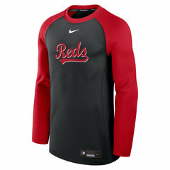 Cincinnati Reds Nike Authentic Collection Game Time Raglan Dri-FIT Long Sleeve T-Shirt - Black/Red - Nike Online