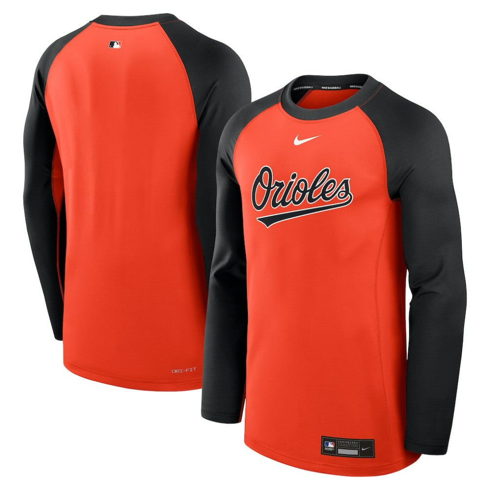 Baltimore Orioles Nike Authentic Collection Game Time Raglan Dri-FIT Long Sleeve T-Shirt - Orange/Black - Nike on Sale